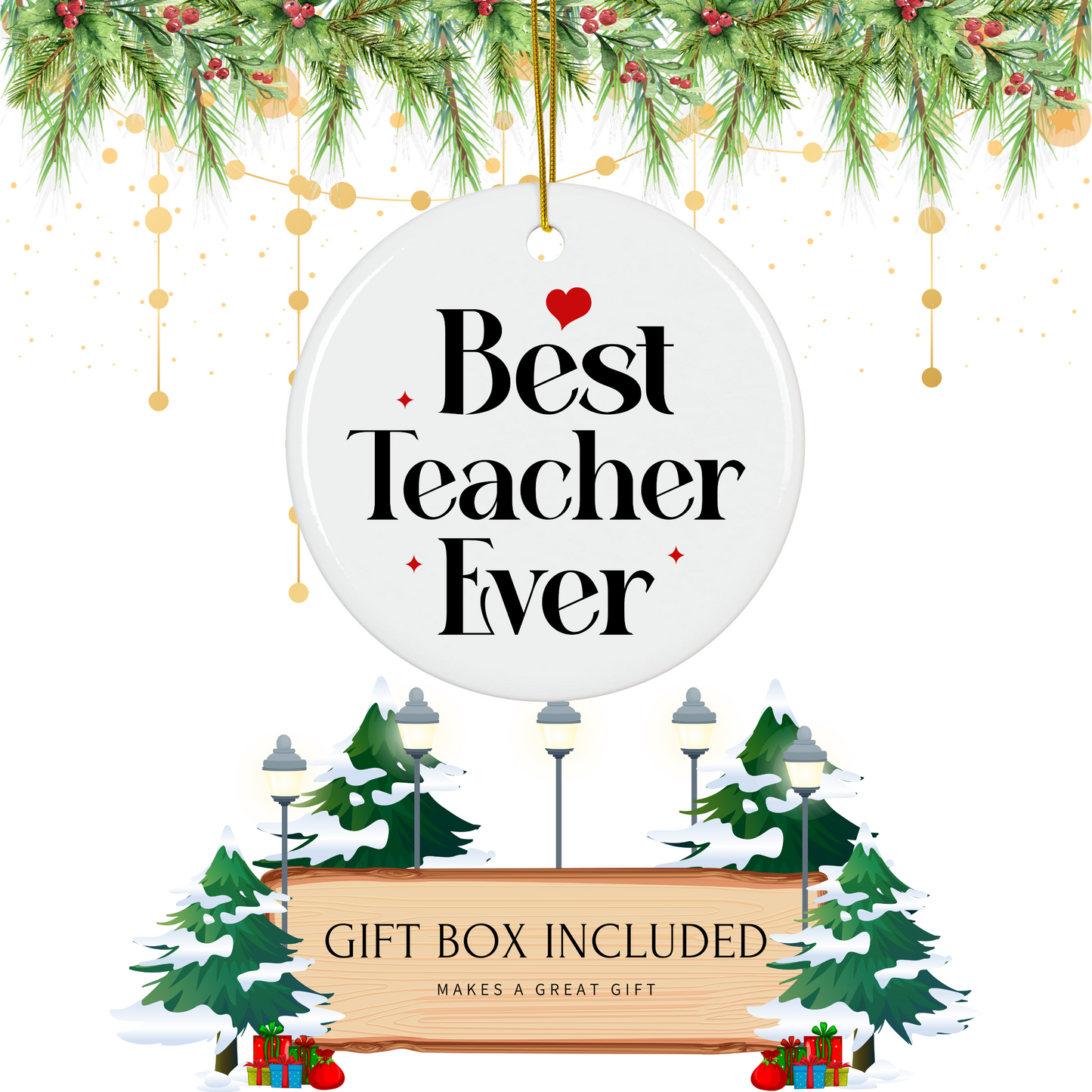 Best Teacher Ever Ornament – Perfect Teacher Appreciation Gift