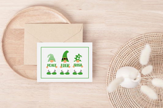 Peace Luck Irish Gnomes St. Patrick's Day Greeting Card