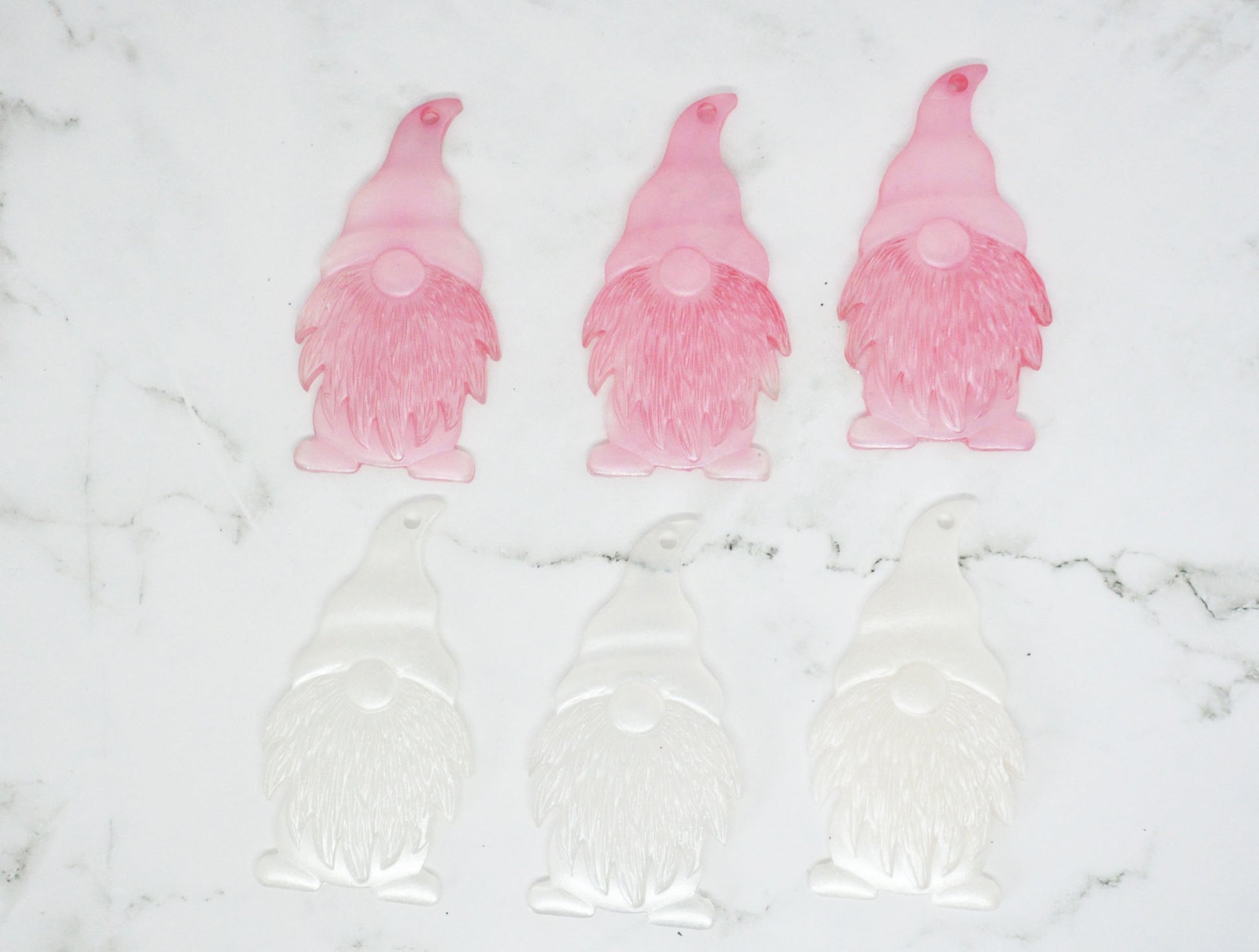 Christmas pink white gnome ornaments