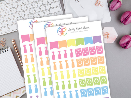 Cleaning Laundry Rainbow Planner Stickers