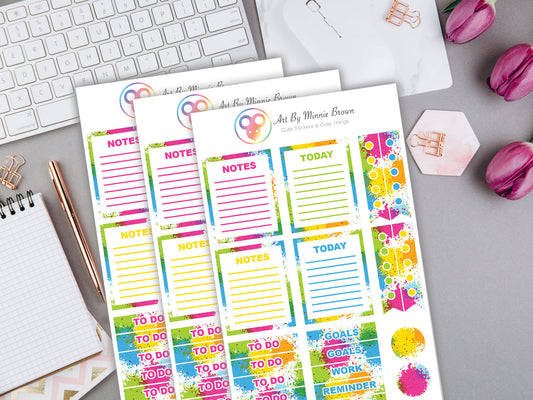 Colorful Splatter Planner Stickers