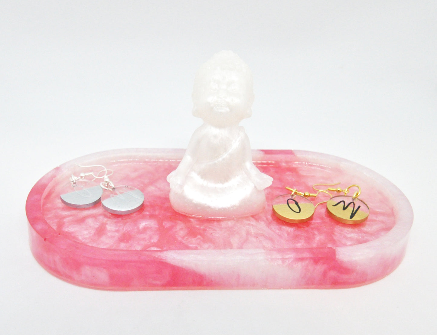 Pink White Meditation Buddha Tray