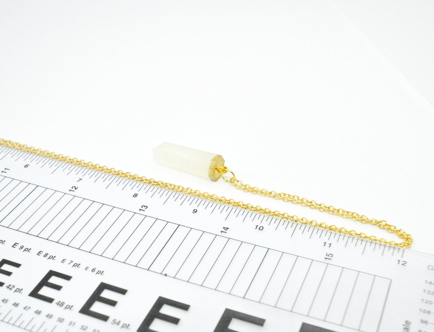 White Resin Crystal Pendant Necklace