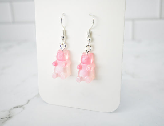 Pink Shimmer Gummy Bear Earring