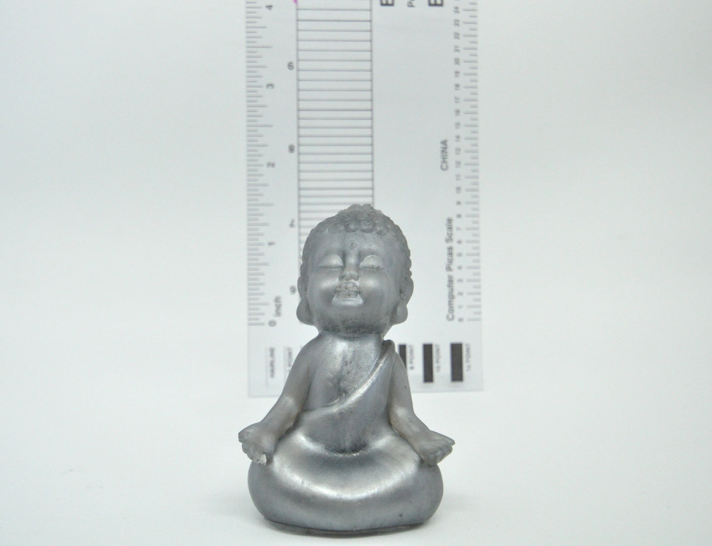 Silver Meditating Buddha Statue