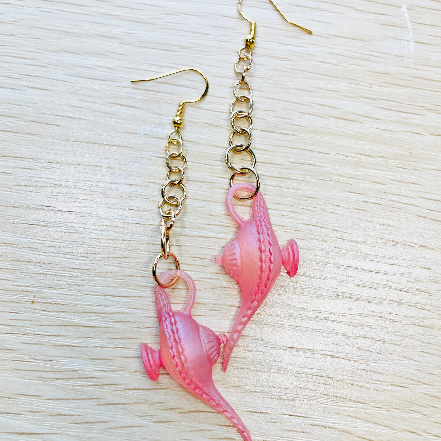 Pink Genie Bottle Dangle Earrings
