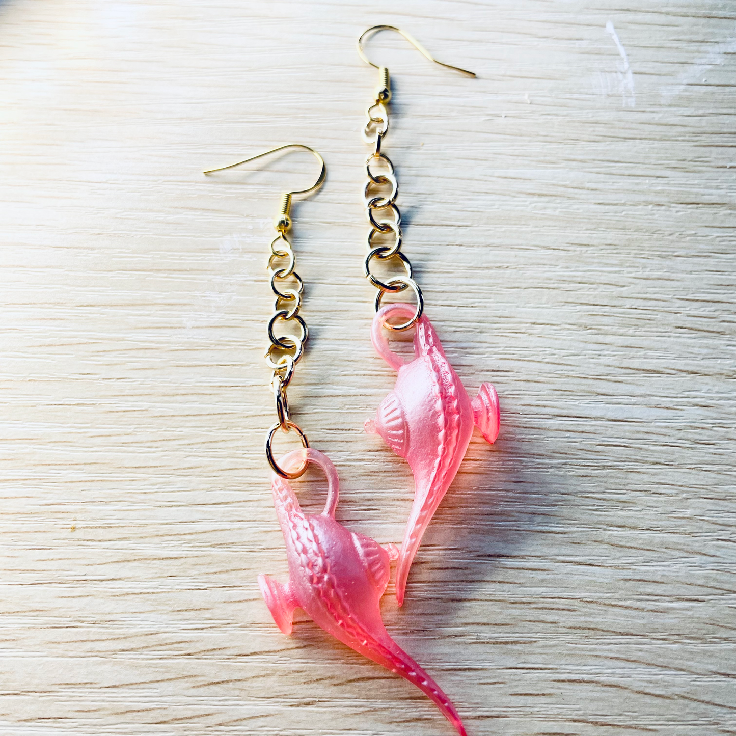 Pink Genie Bottle Dangle Earrings