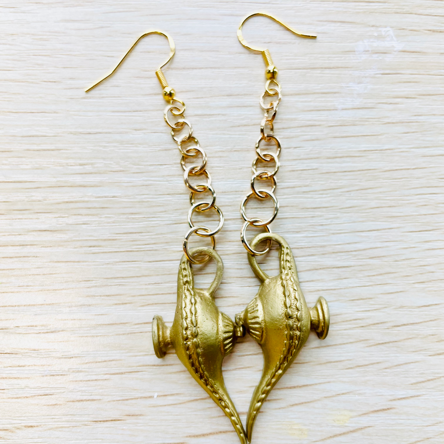 Antique Gold Genie Bottle Dangle Earrings