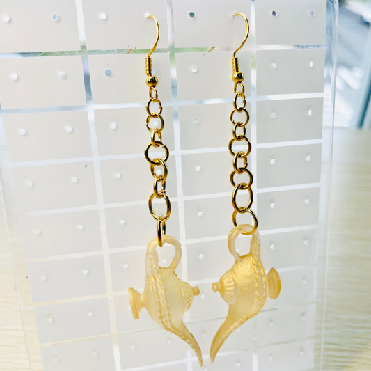 Light Gold Genie Bottle Dangle Earrings