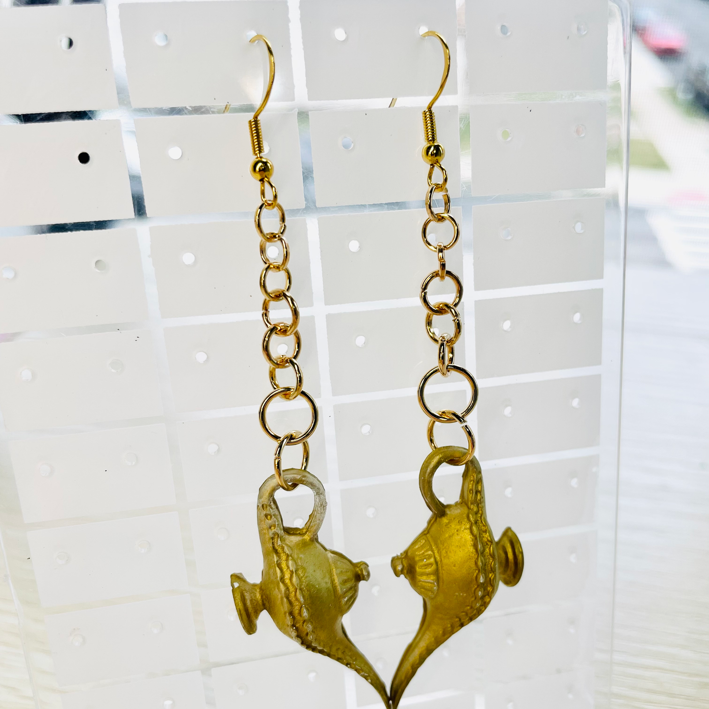 Antique Gold Genie Bottle Dangle Earrings
