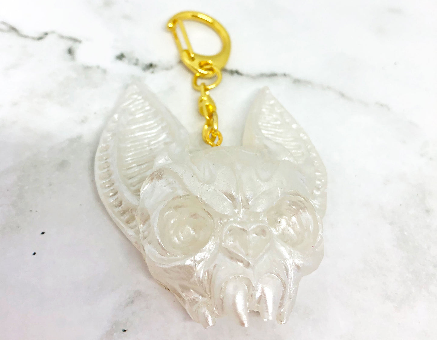 White Halloween Cat Keychain