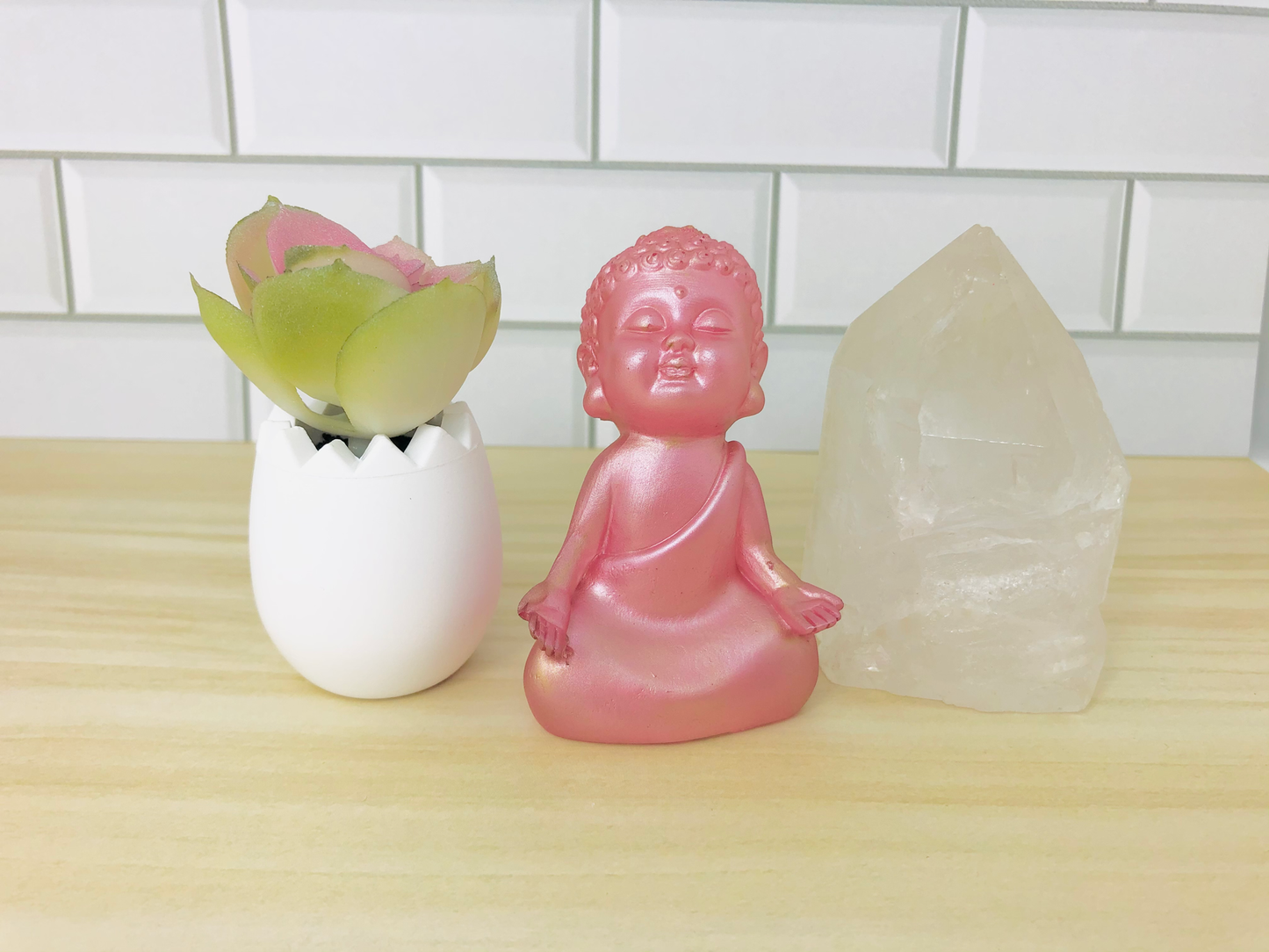 Pink Meditating Buddha Statue