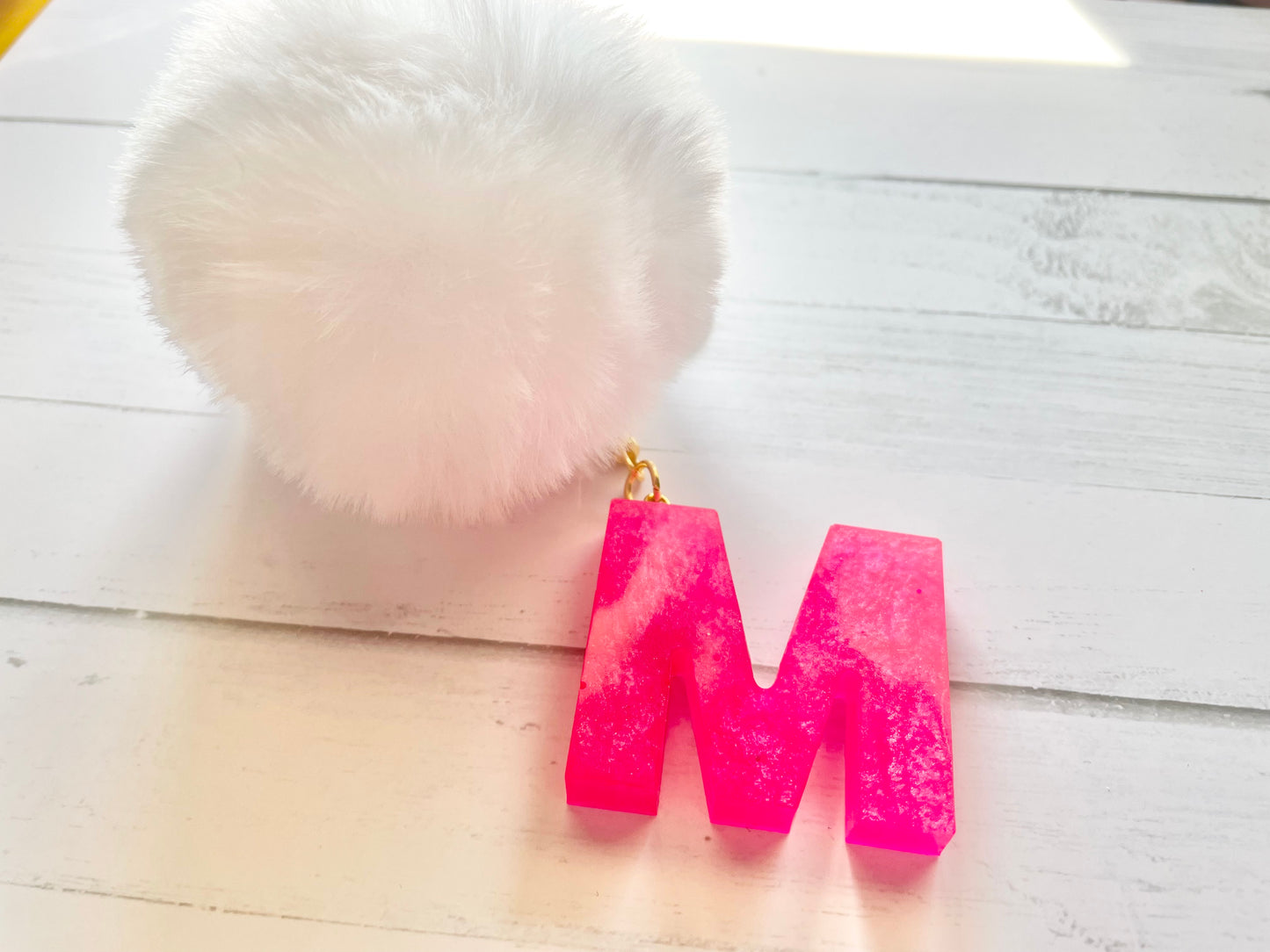 Hot Pink Keychain Letter M