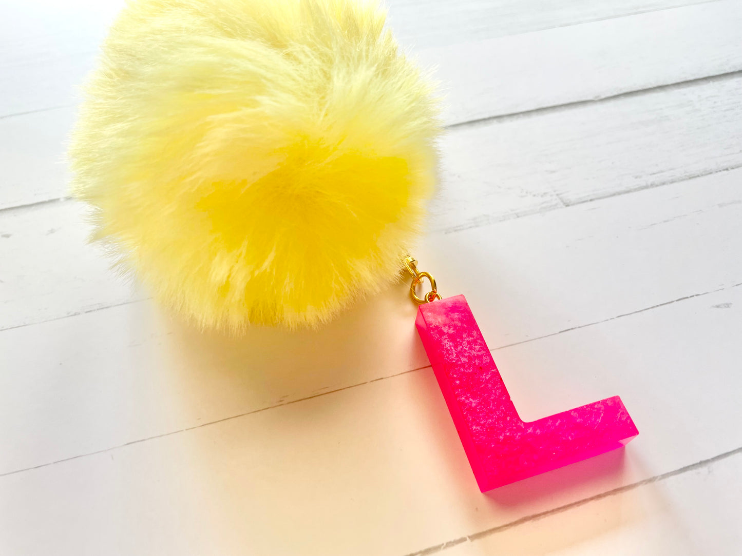 Hot Pink Keychain Letter L