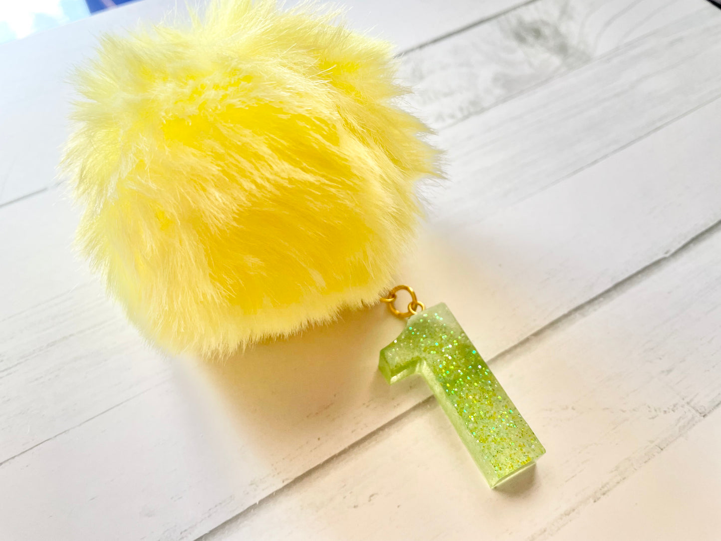 Green Glitter Keychain Number 1