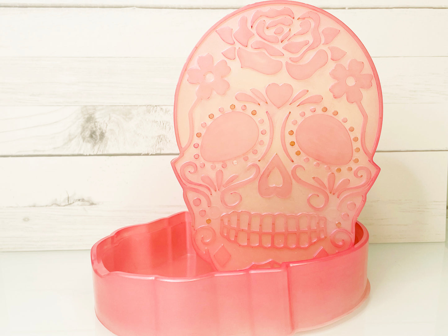 Halloween Decoration Pink Dia de Los Muertos Skull Jewelry Box