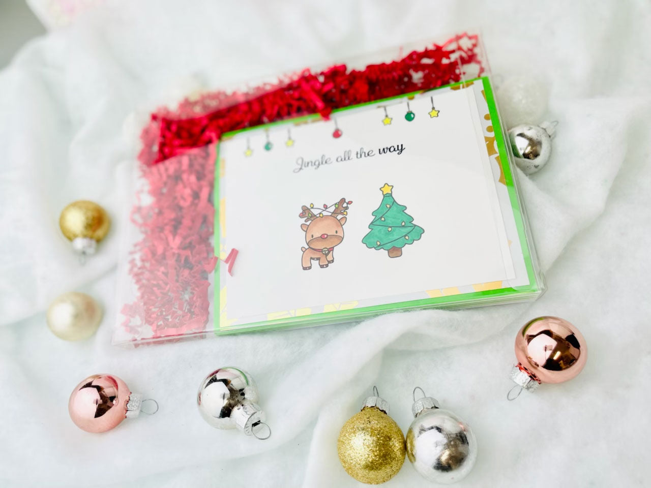 Jingle All The Way Reindeer Christmas Cards - Set of 5