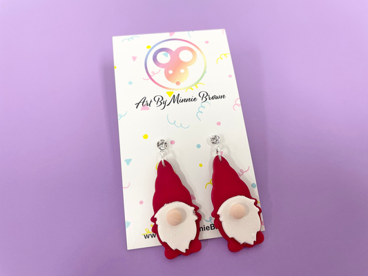 Red Love Gnome Polymer Clay Dangle Earrings