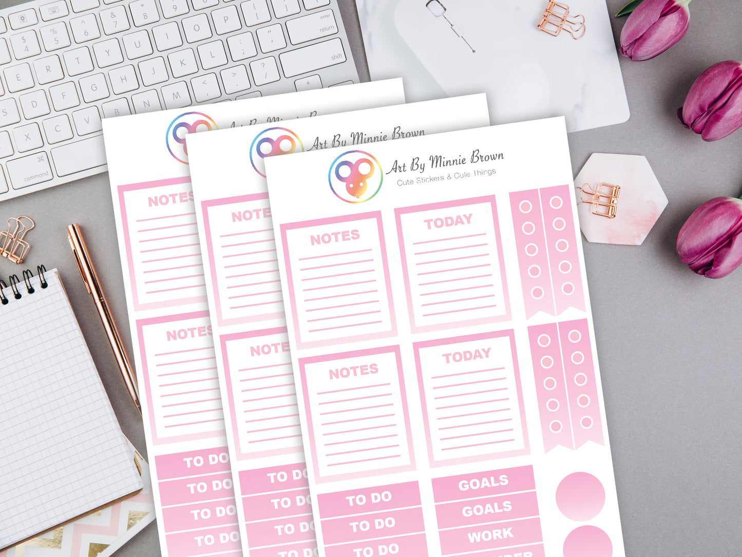 Pink Ombre Planner Stickers