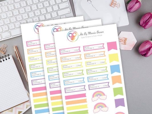 Rainbow Bill Planner Stickers