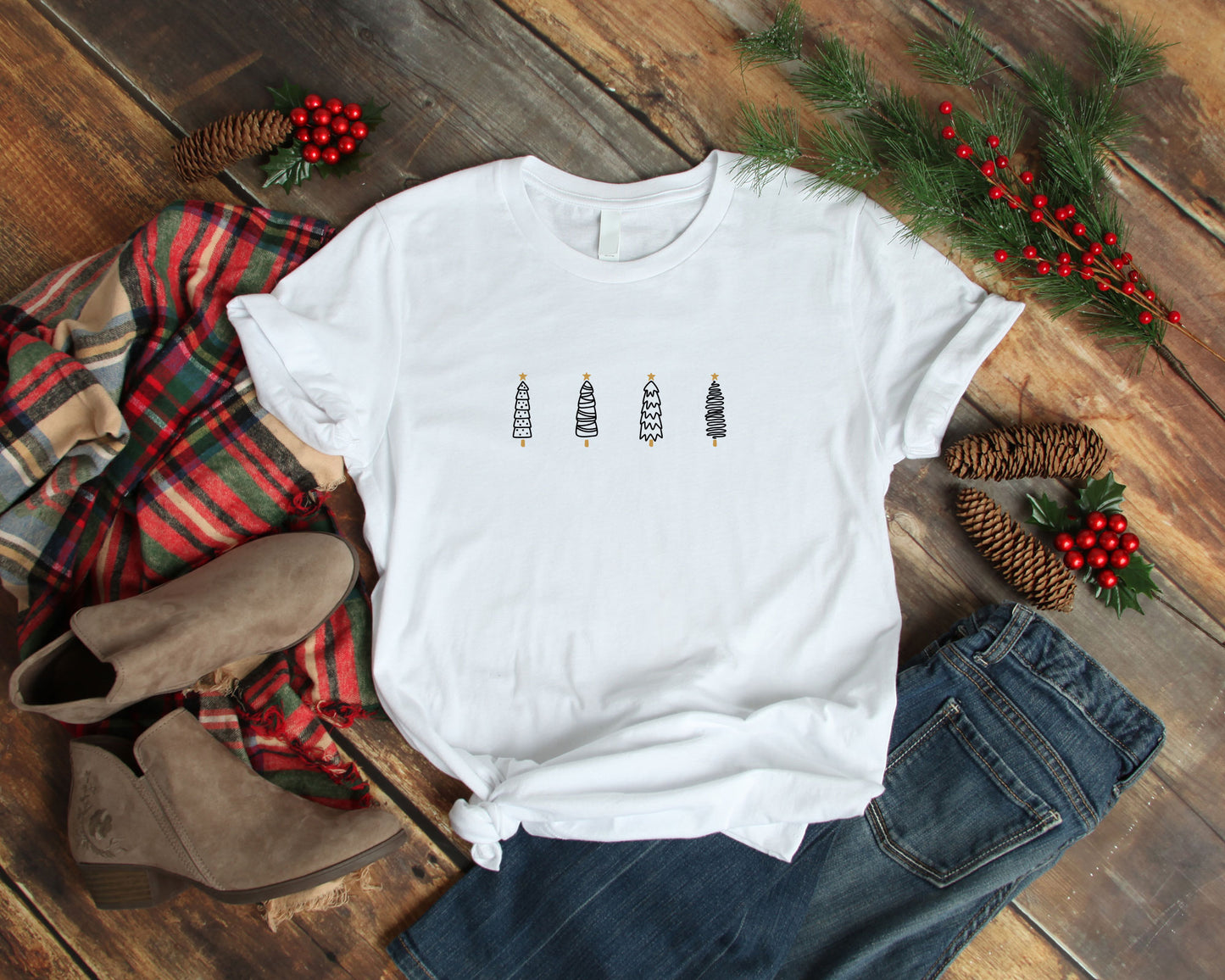 Minimalist Trees Holiday Christmas T-Shirt
