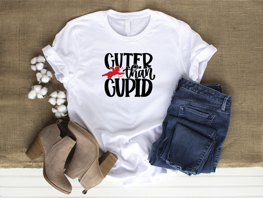 Cuter Than Cupid Cute Comfy Valentine's Day White T-Shirt Size Small