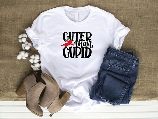 Cuter Than Cupid Cute Comfy Valentine's Day White T-Shirt Size XL