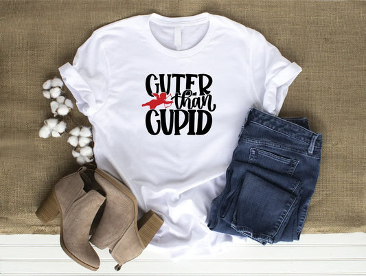 Cuter Than Cupid Cute Comfy Valentine's Day White T-Shirt Size 2XL