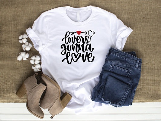 Lovers Gonna Love Cute Comfy Valentine's Day White T-Shirt Size Large
