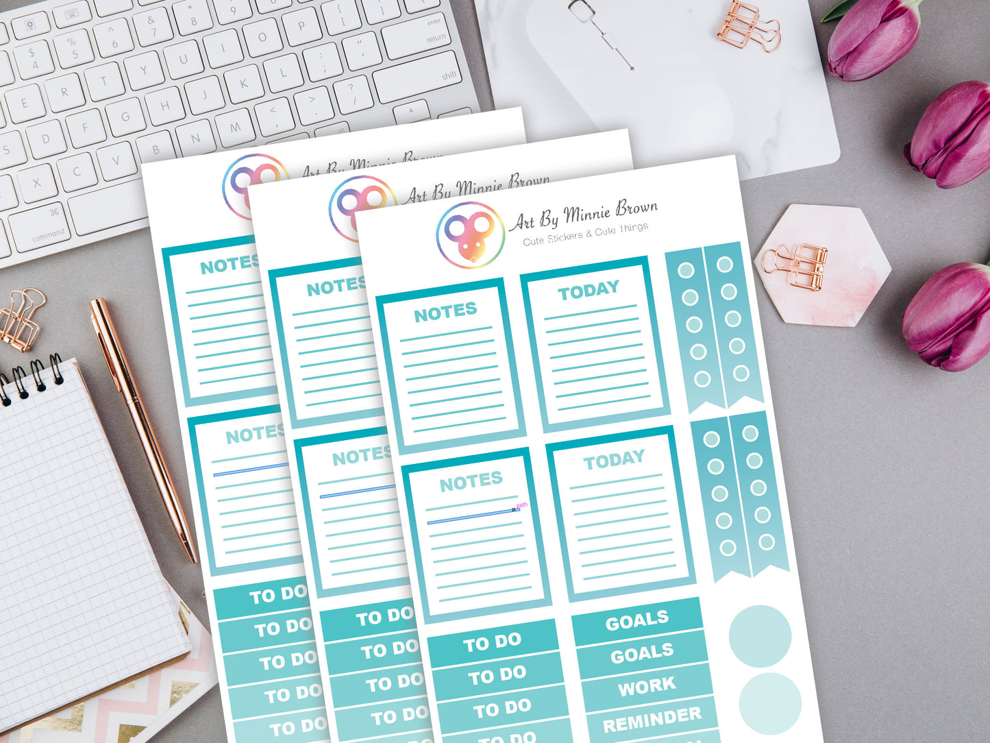 Teal Ombre Planner Stickers