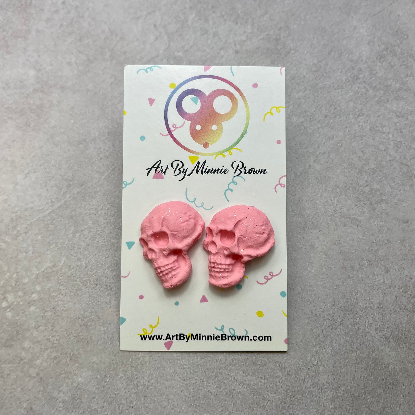 XXL Glitter Pink Skulls Stud Earrings - Perfect for Halloween!