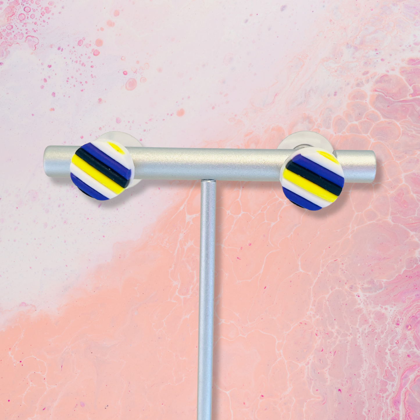 PRIDE Non Binary Flag Round Earrings Stud