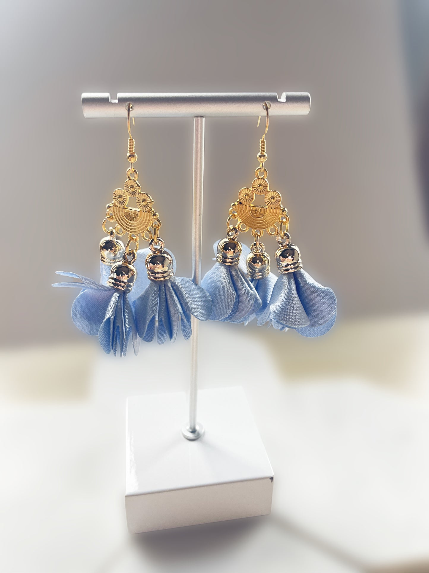 Blue Tikka Bollywood Style Dangle Earrings