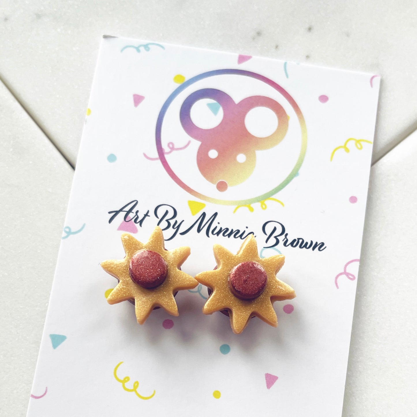 Gold Star Flower Stud Earrings