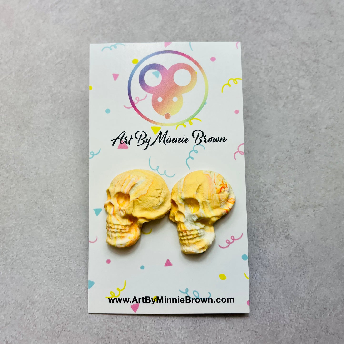 XXL Candy Corn Skulls Stud Earrings - Perfect for Halloween!