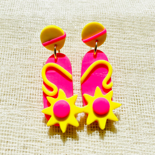Bright Yellow Flower Earrings