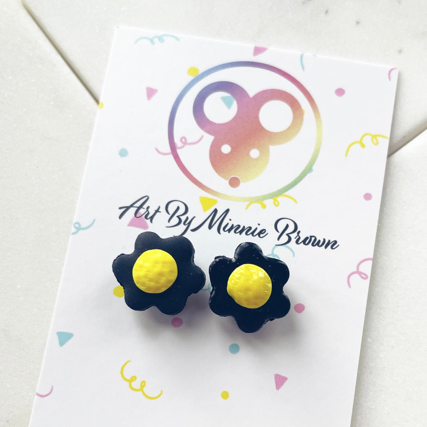 Black Flower Stud Earrings